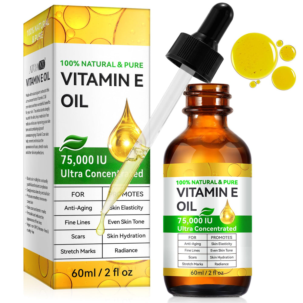 Huile Vitamine E – bouteille pompe, hydratation profonde pour peau et cheveux.