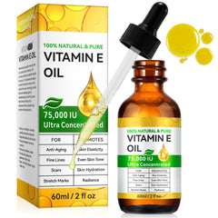 Huile Vitamine E – bouteille pompe, hydratation profonde pour peau et cheveux.
