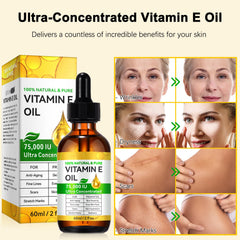 Soin visage et corps avec Huile Vitamine E, hydratation quotidienne.