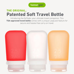 GoToob+ Humangear bouteille silicone rouge, pratique pour le voyage.