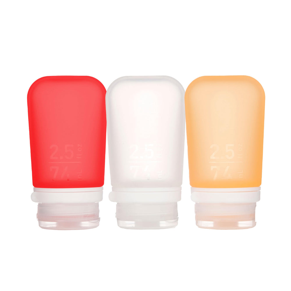 GoToob+ Humangear bouteille en silicone transparente, remplissage et nettoyage faciles.