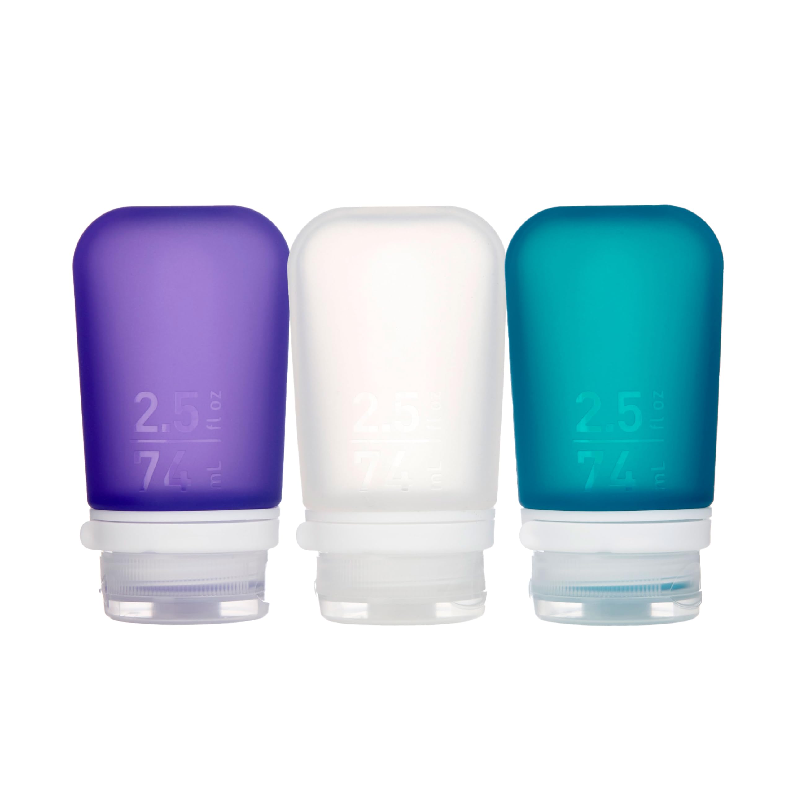 GoToob+ Humangear en clair, bouteille de voyage pratique et facile à remplir.