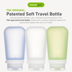 humangear GoToob+ bouteille voyage silicone 100 ml vert, légère et sûre pour vos liquides.