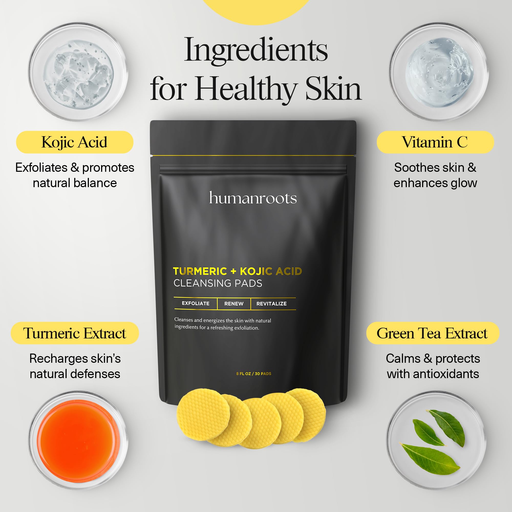 Tampon Humanroots enrichi vitamine B5 hydratant pour le visage