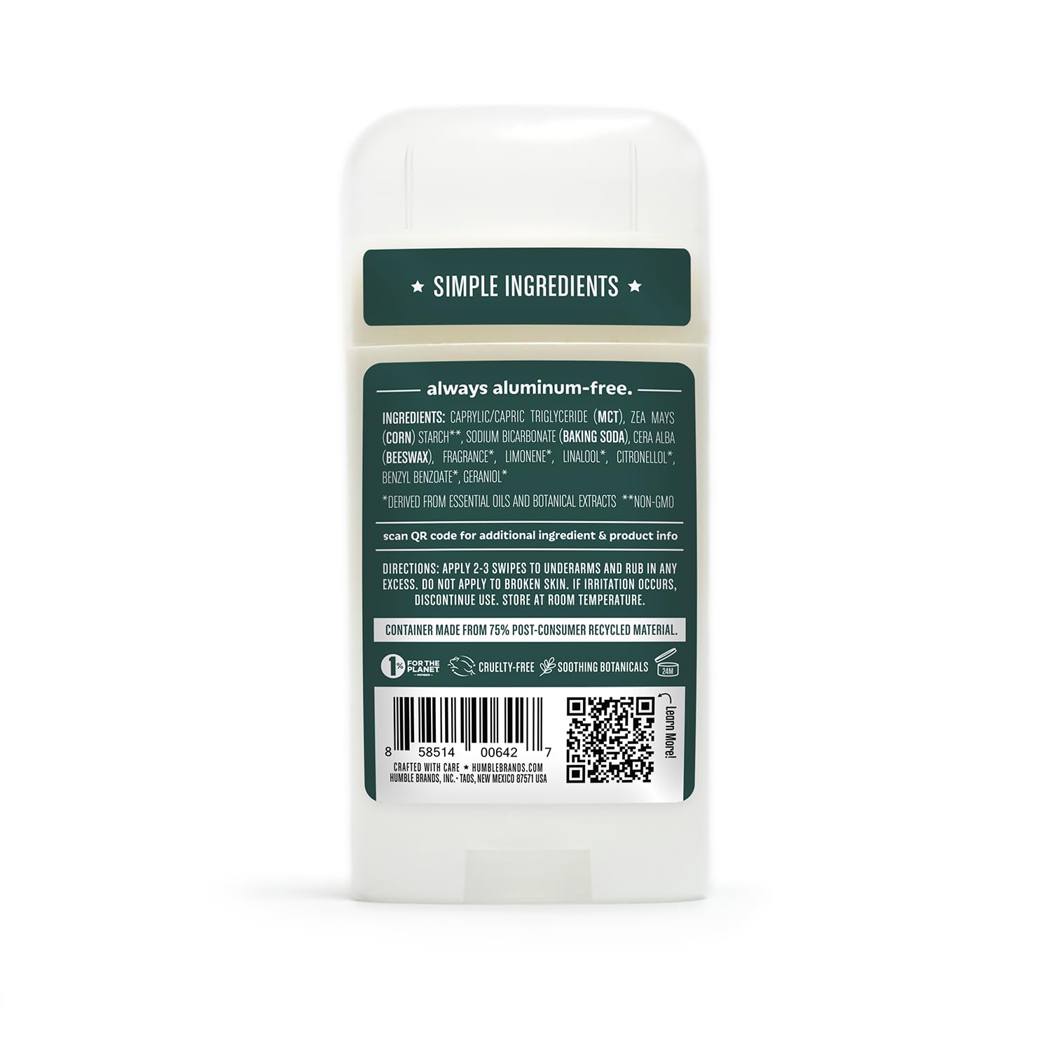 Humble Brands Déodorant Formule Originale, parfum bois résineux pour une sensation fraîche.
