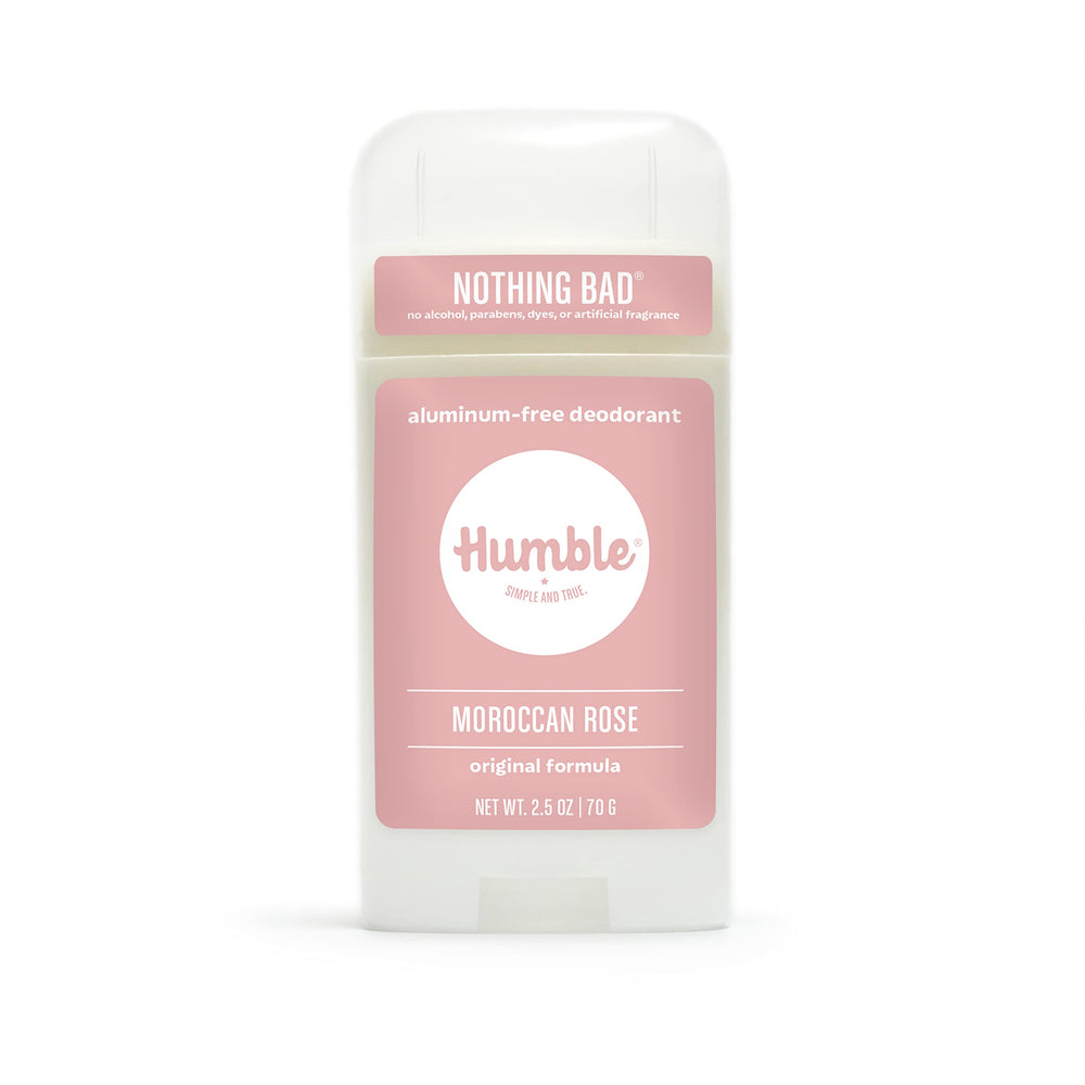 Humble Brands Déodorant Original sans aluminium en flacon Rose Maroc, fraîcheur durable.