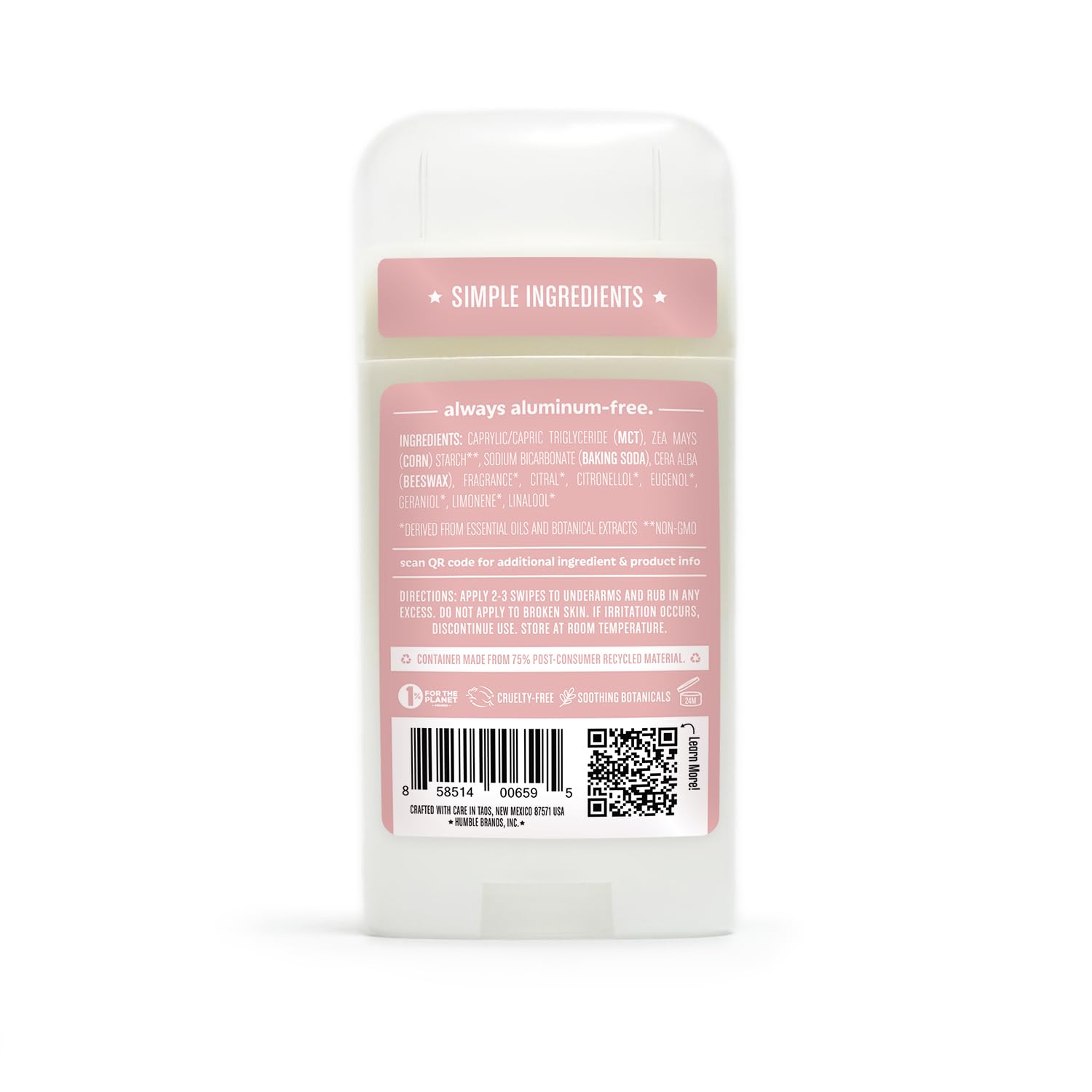 Certification sans cruauté et éthique chez Humble Brands Déodorant Original.