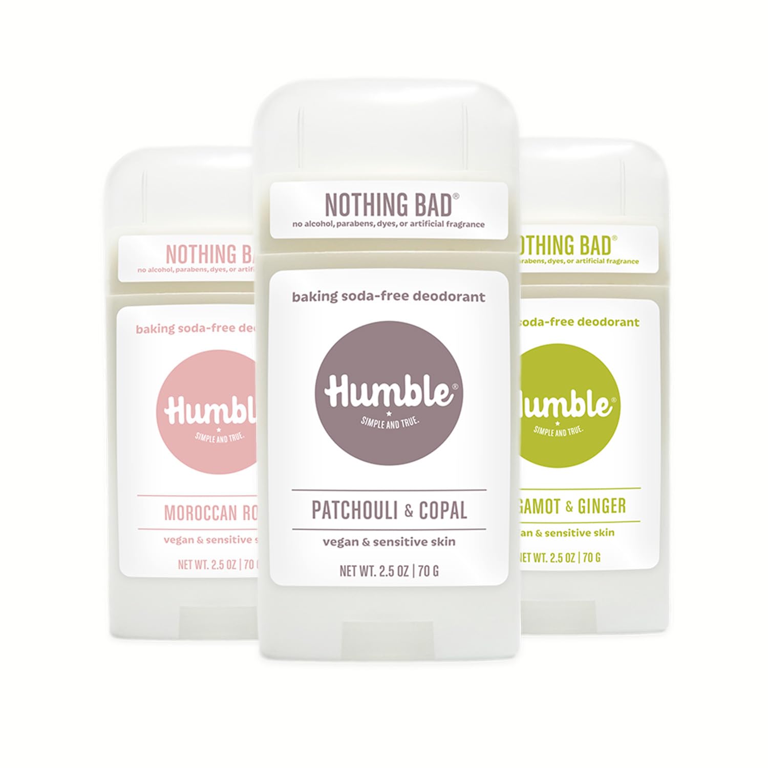 HUMBLE Patchouli Copal déodorant, bouteille prête, parfum durable.