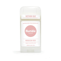 HUMBLE SIMPLE AND TRUE Déodorant sans aluminium, flacon Rose Marocaine pour fraîcheur durable.