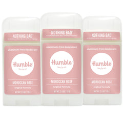 Déodorant Humble Brands Formule Originale, bouteille rose marocaine et parfum frais durable