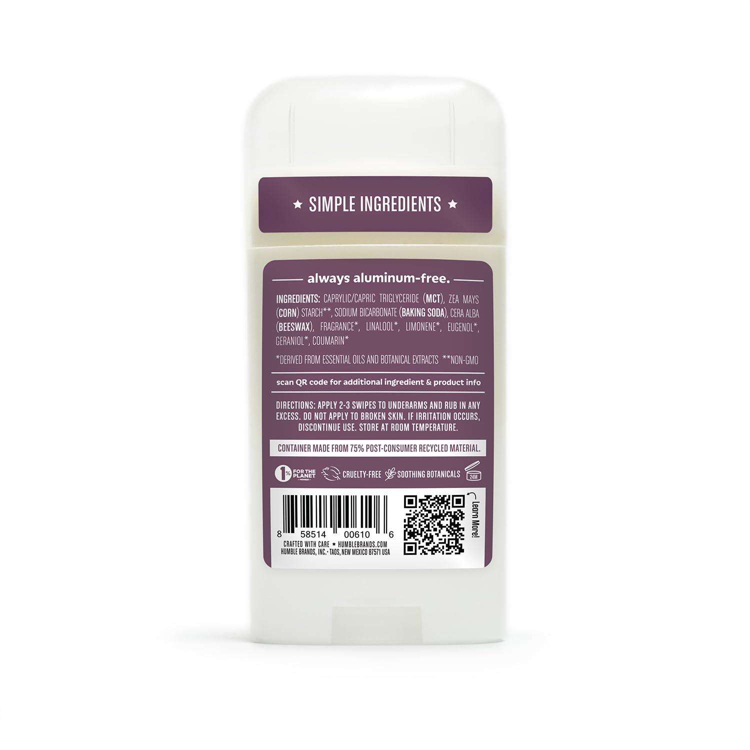 HUMBLE BRANDS Déodorant Original - Cruelty-Free Leaping Bunny.