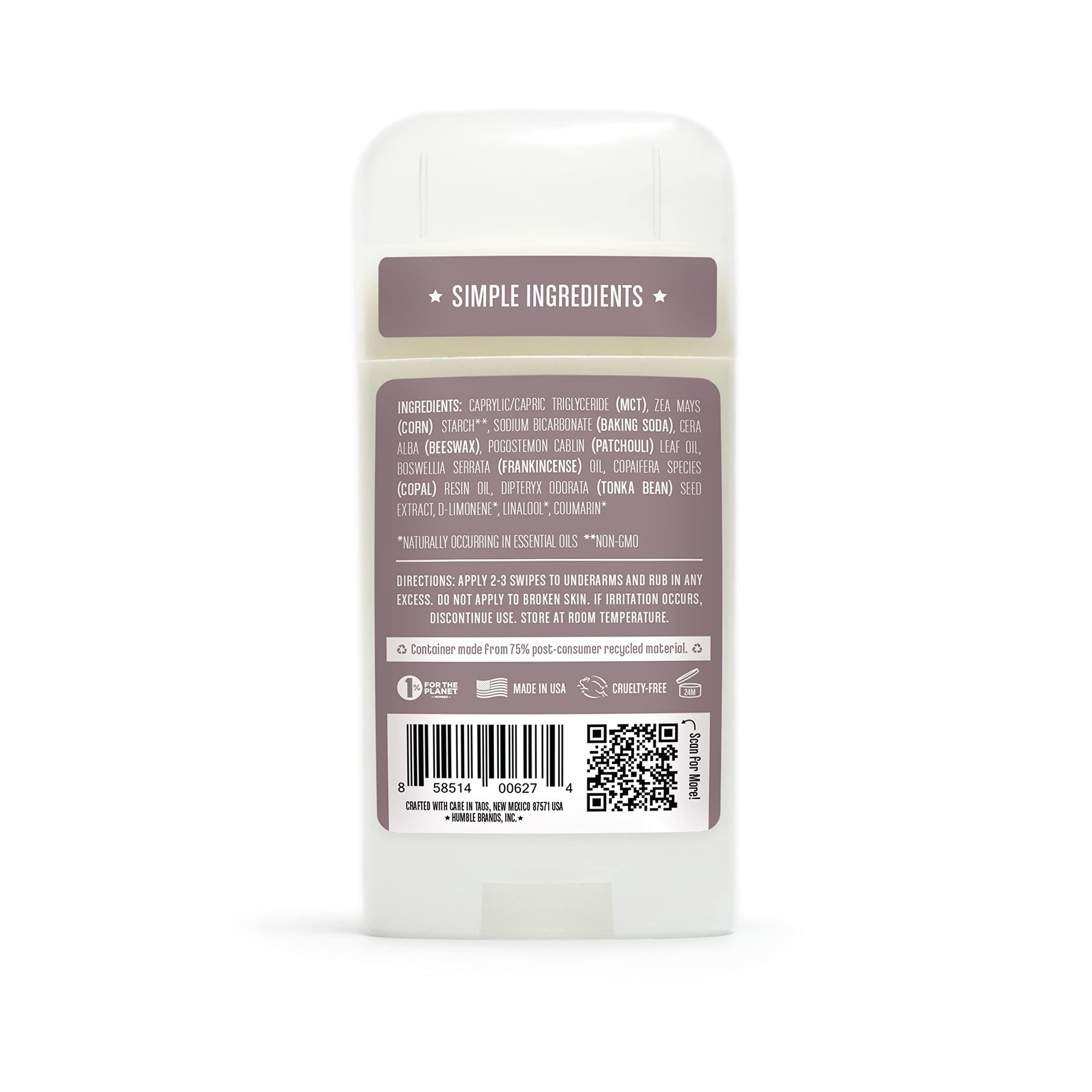 Application fluide du déodorant HUMBLE Patchouli Copal Encens pour une fraîcheur durable.