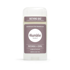 Déodorant HUMBLE Patchouli Copal Encens en flacon, parfum naturel et calmant.