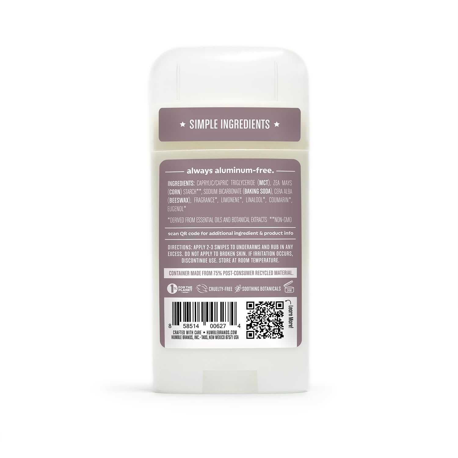 Fabriqué à Taos NM, Humble original-formula déodorant soutenant le savoir-faire artisanal