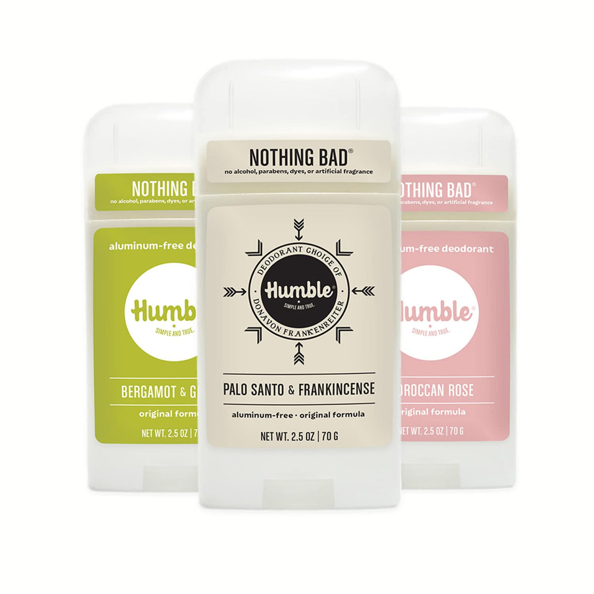HUMBLE déodorant sans aluminium, bouteille 2,5 oz, contrôle longue durée des odeurs.