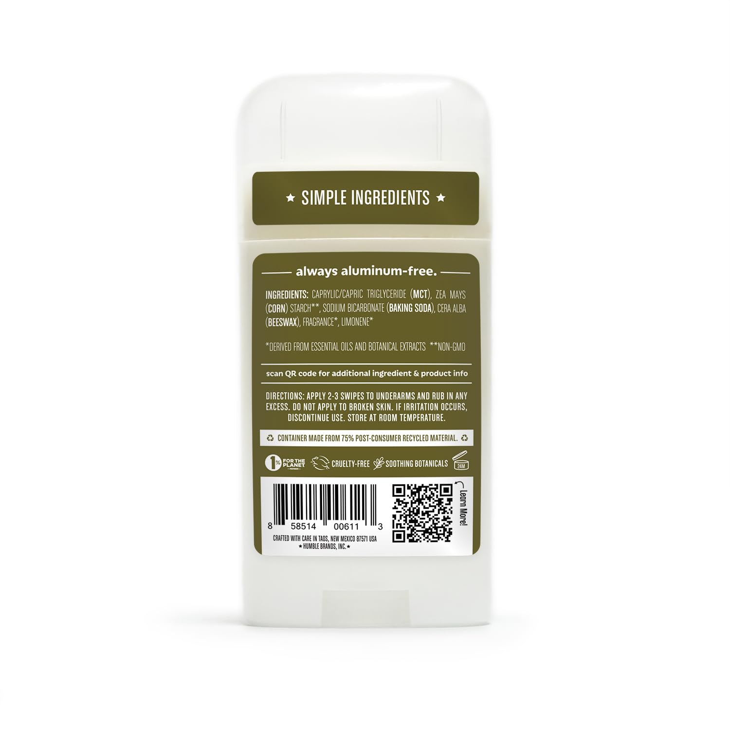 Déodorant Humble Formule Originale: certification sans cruauté pour une éthique respectueuse.