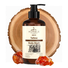 Gel douche HUMBLE VIBES au suif de bœuf, texture nourrissante pour peau sensible.