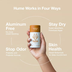 Hume Supernatural application bâton – texture claire sans traces.