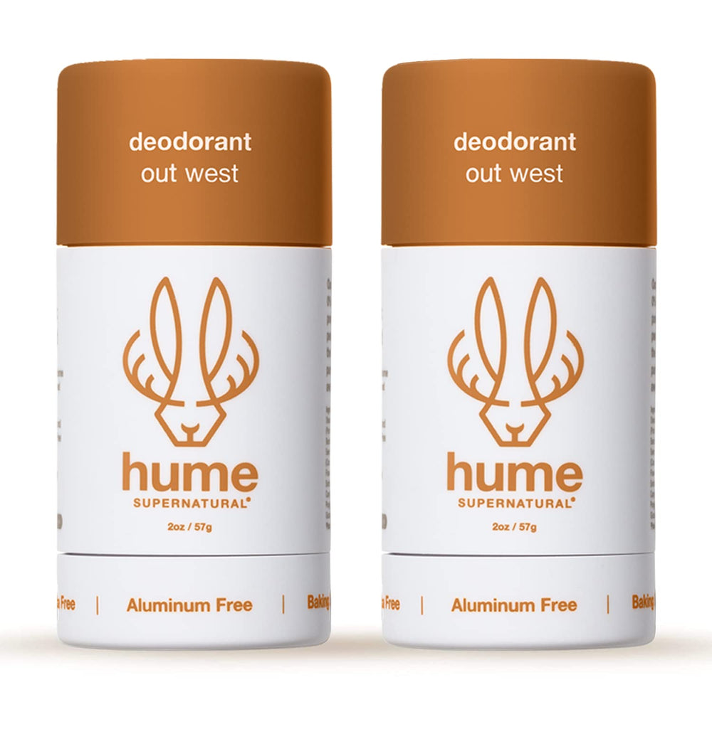 Déodorant sans aluminium Hume Supernatural, pack Out West de deux, parfum frais.
