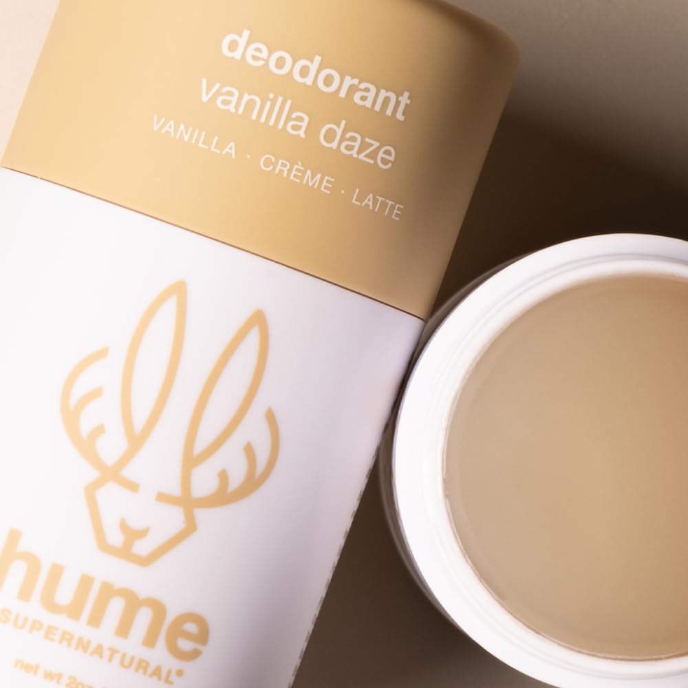 Hume Supernatural sans bicarbonate, formule douce adaptée aux peaux sensibles.
