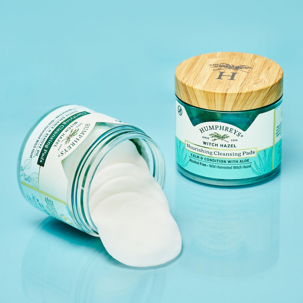 Lingettes Humphreys hamamélis apaisant aloe, hydratation légère et fraîcheur.