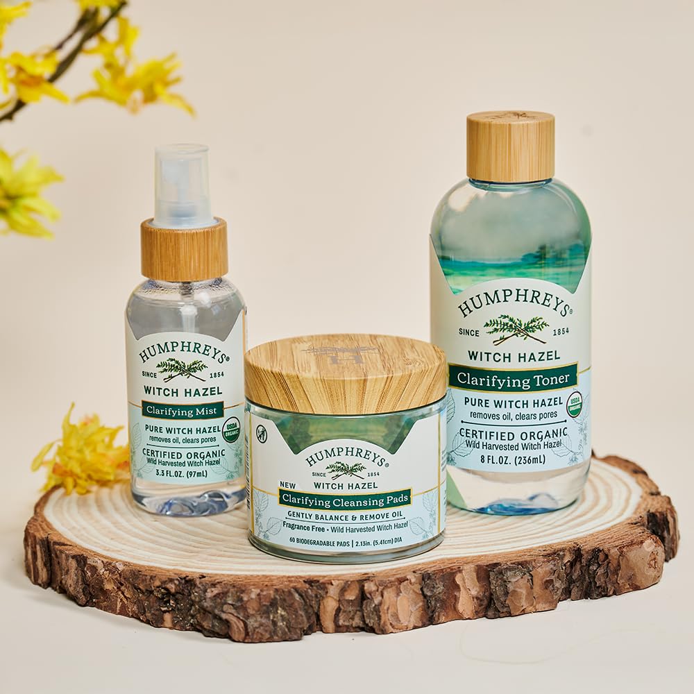Humphreys Tonique clarifiant, utilisation quotidienne pour peau clairifiée et hydratée.