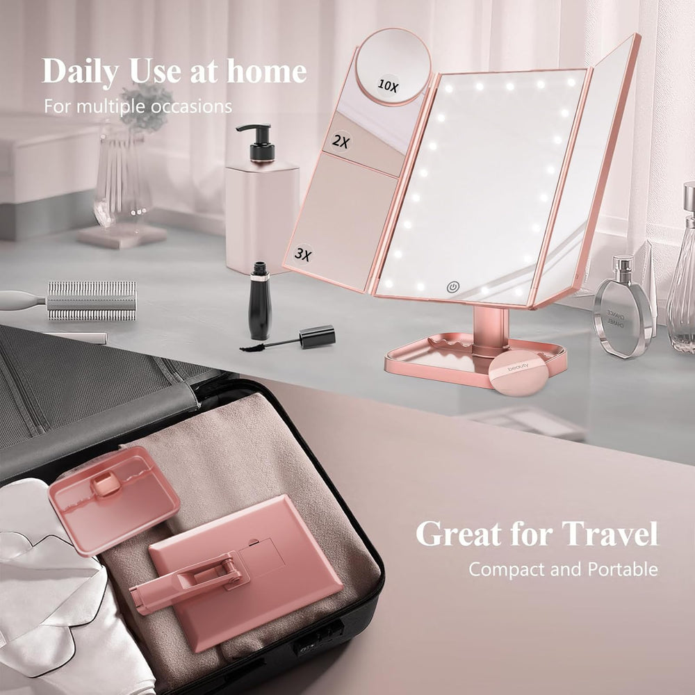 HUONUL Miroir Maquillage: design compact et base stable.
