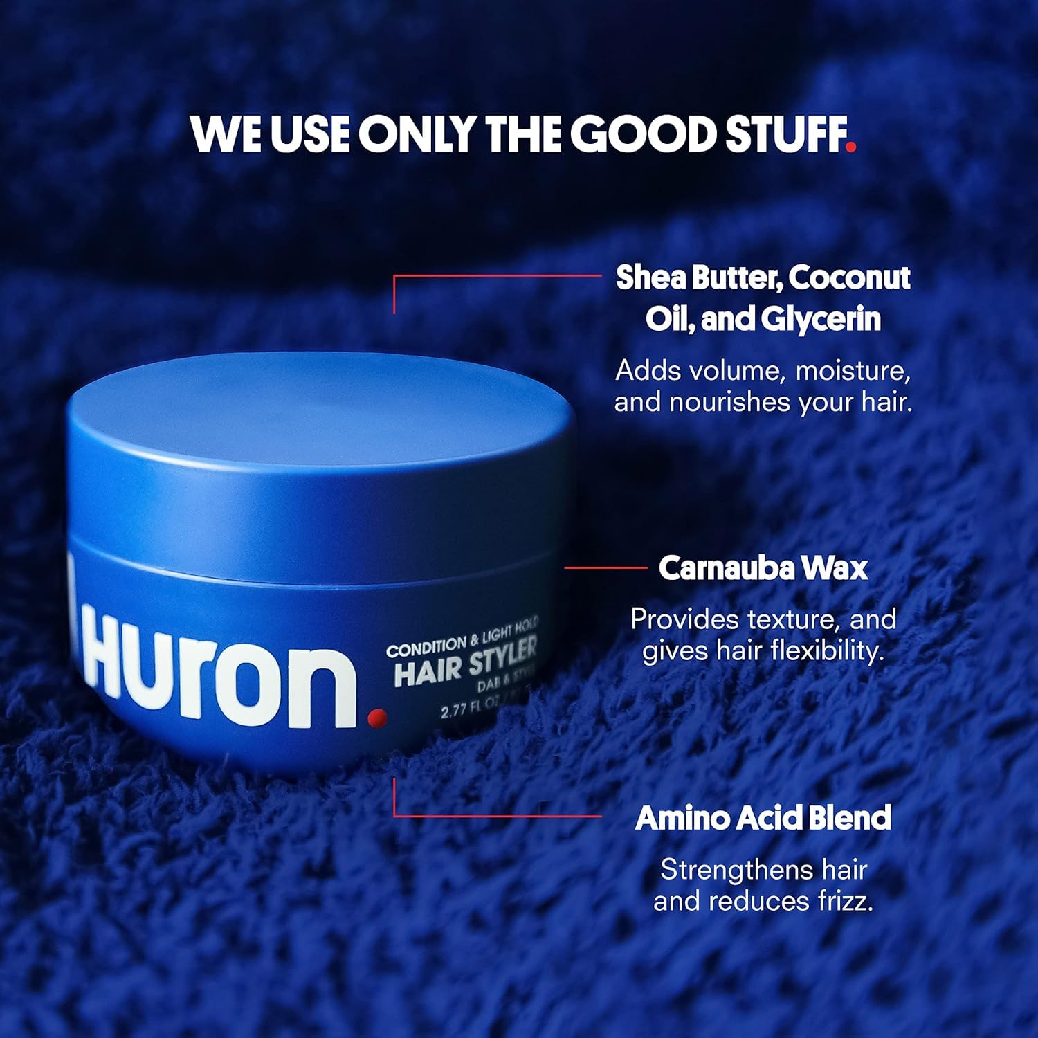 Application sur cheveux humides avec la pommade Huron.
