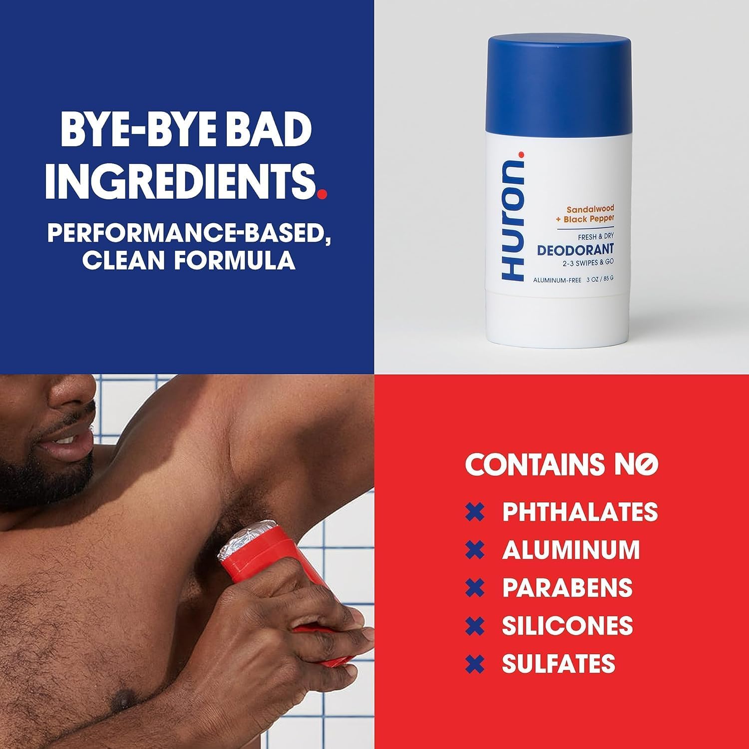 Huron déodorant parfum sel de mer, sensation fraîche durable.