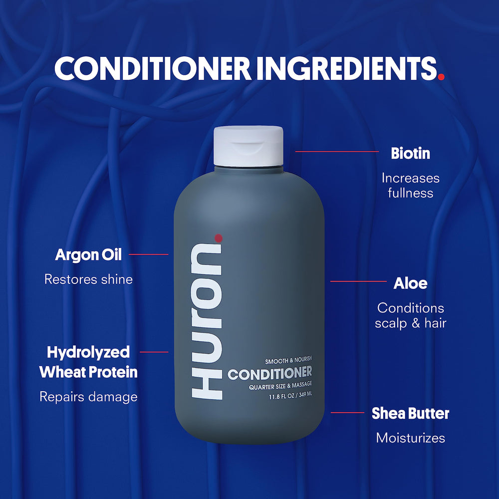 Emballage recyclable Huron pour soins capillaires masculins.