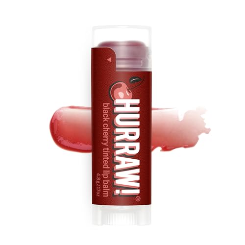Hurraw! baume lèvres cerise noire – teinte naturelle et hydratation légère.