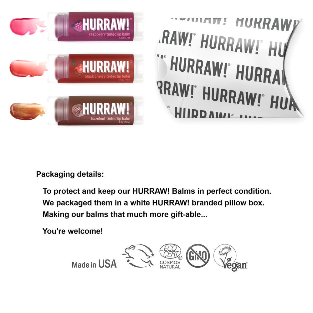 Hurraw! baume cerise-noire teinté sur lèvres pour teint rouge discret