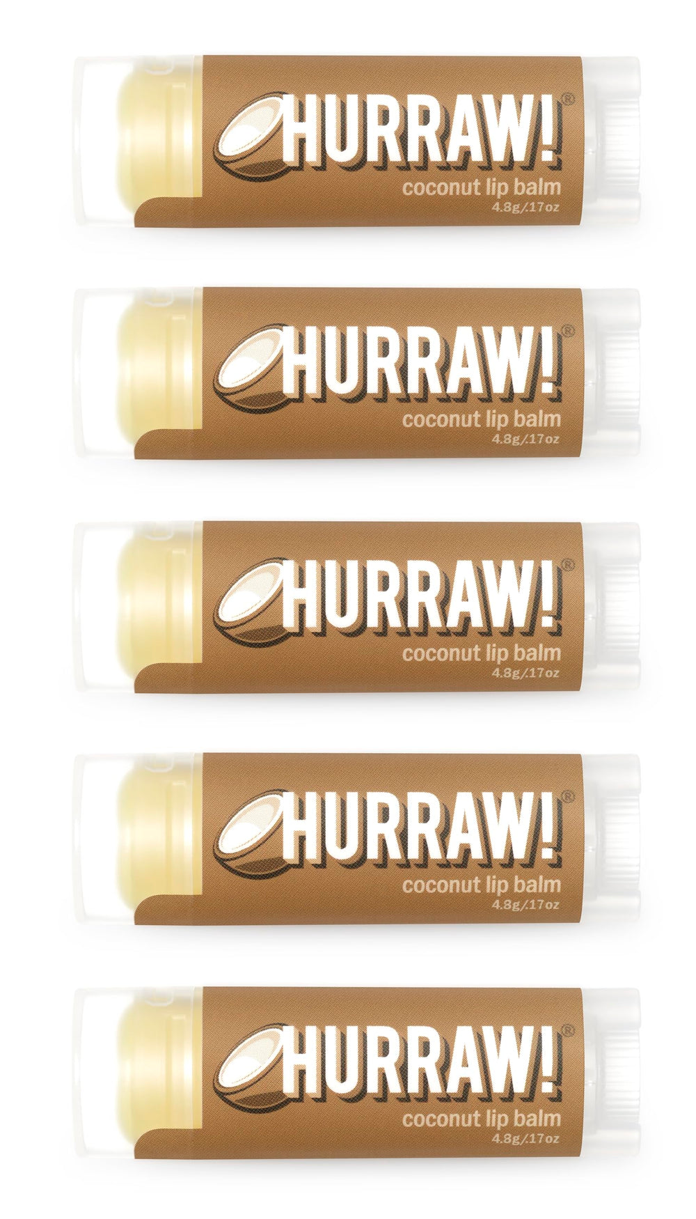 Hurraw! Coco pack-5 emballage blanc, hydratation quotidienne