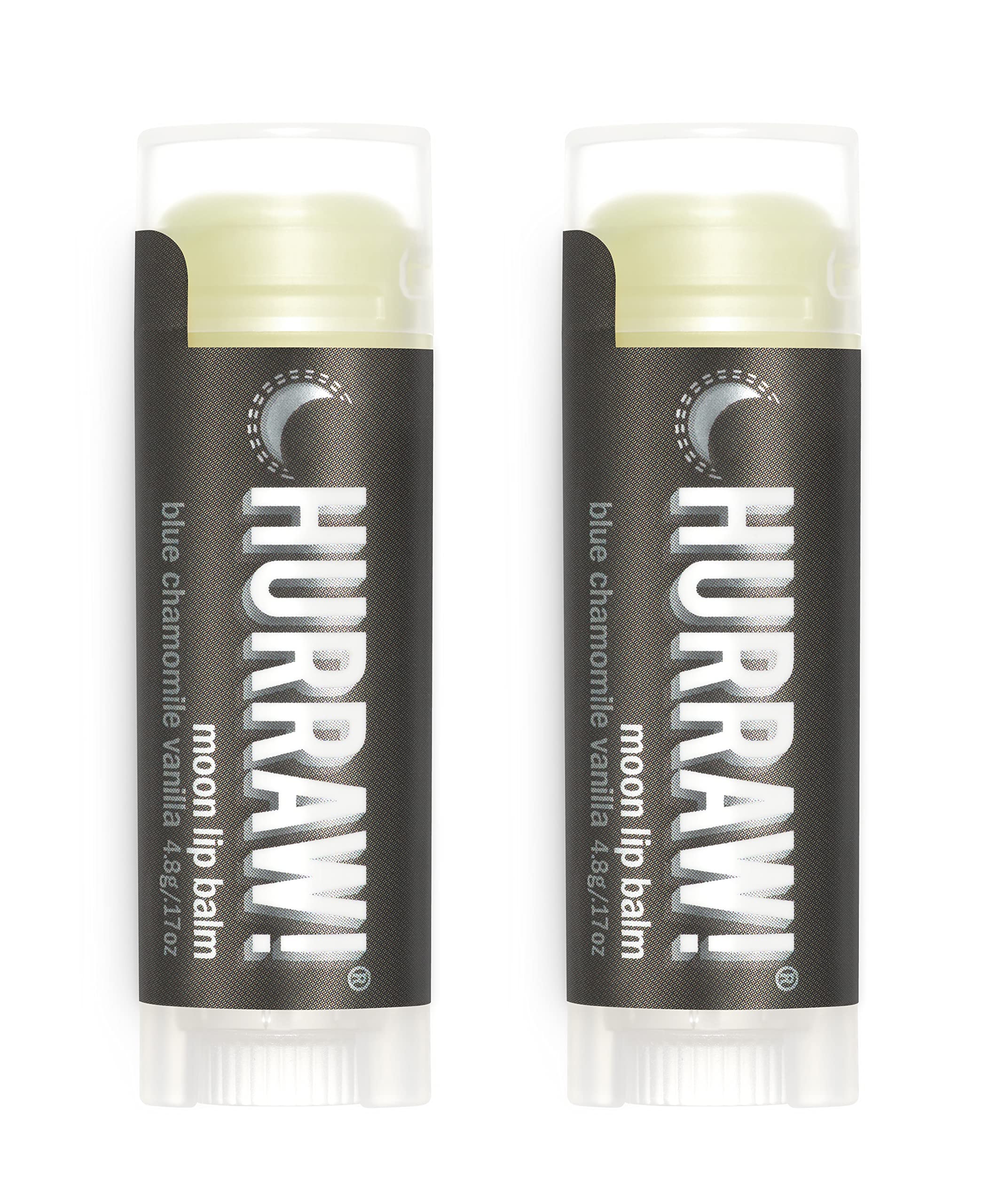 Hurraw! Baume Lèvres Nuit Lunaire emballage blanc, soin hydratant pratique.