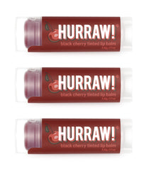 Hurraw! Trio de baumes lèvres dans packaging blanc, pour un soin naturel au quotidien.