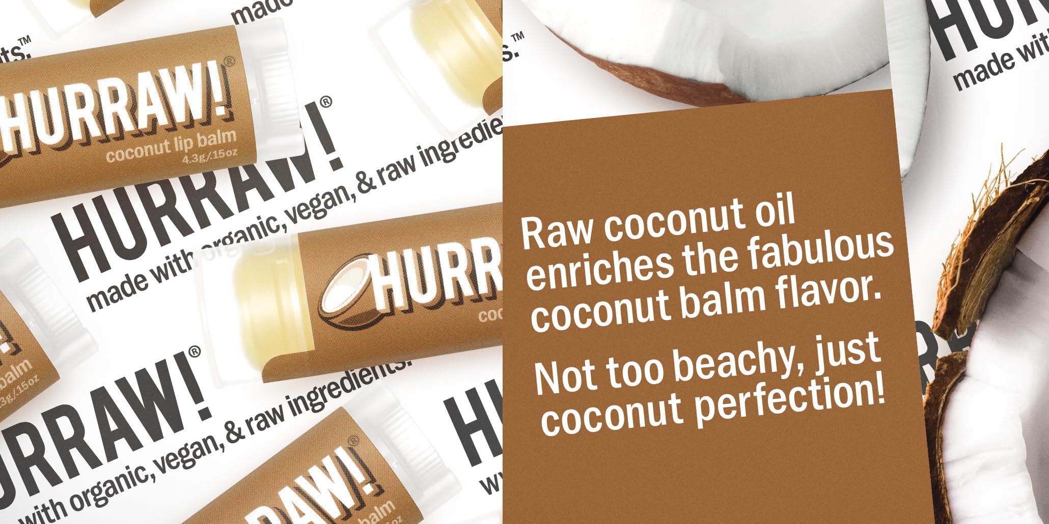 HURRAW! Coconut Lip Balm with organic and vegan certifications.