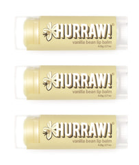 Hurraw! baume lèvres vanille bean, emballage triple-pack pratique pour emporter