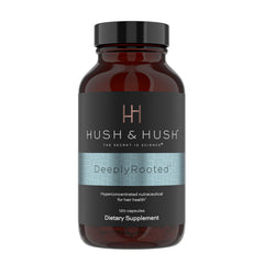 Hush & Hush DeeplyRooted — bouteille de capsules pour la croissance capillaire.