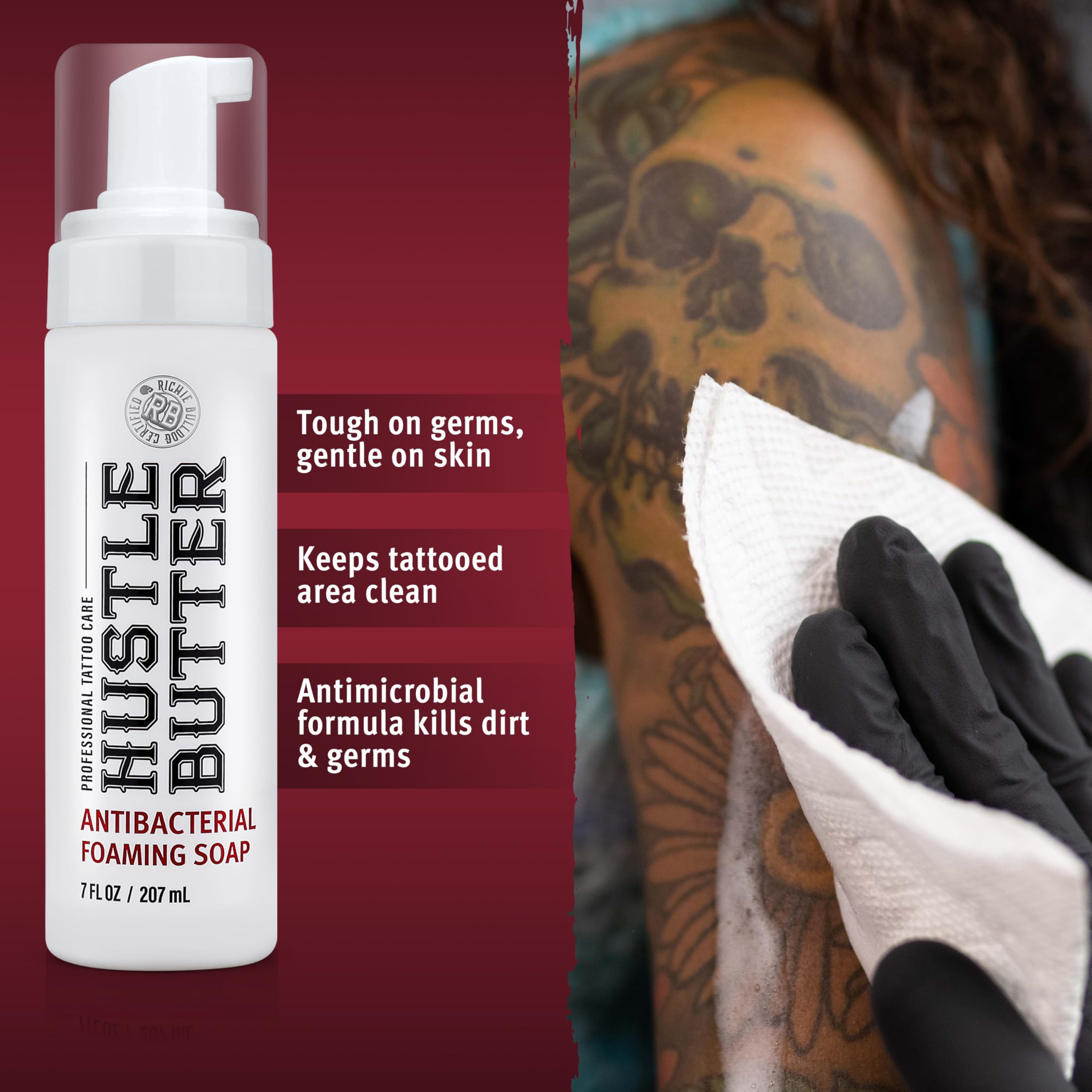 Hustle Bubbles: soin peau tatouage frais et nettoyage sans dessèchement
