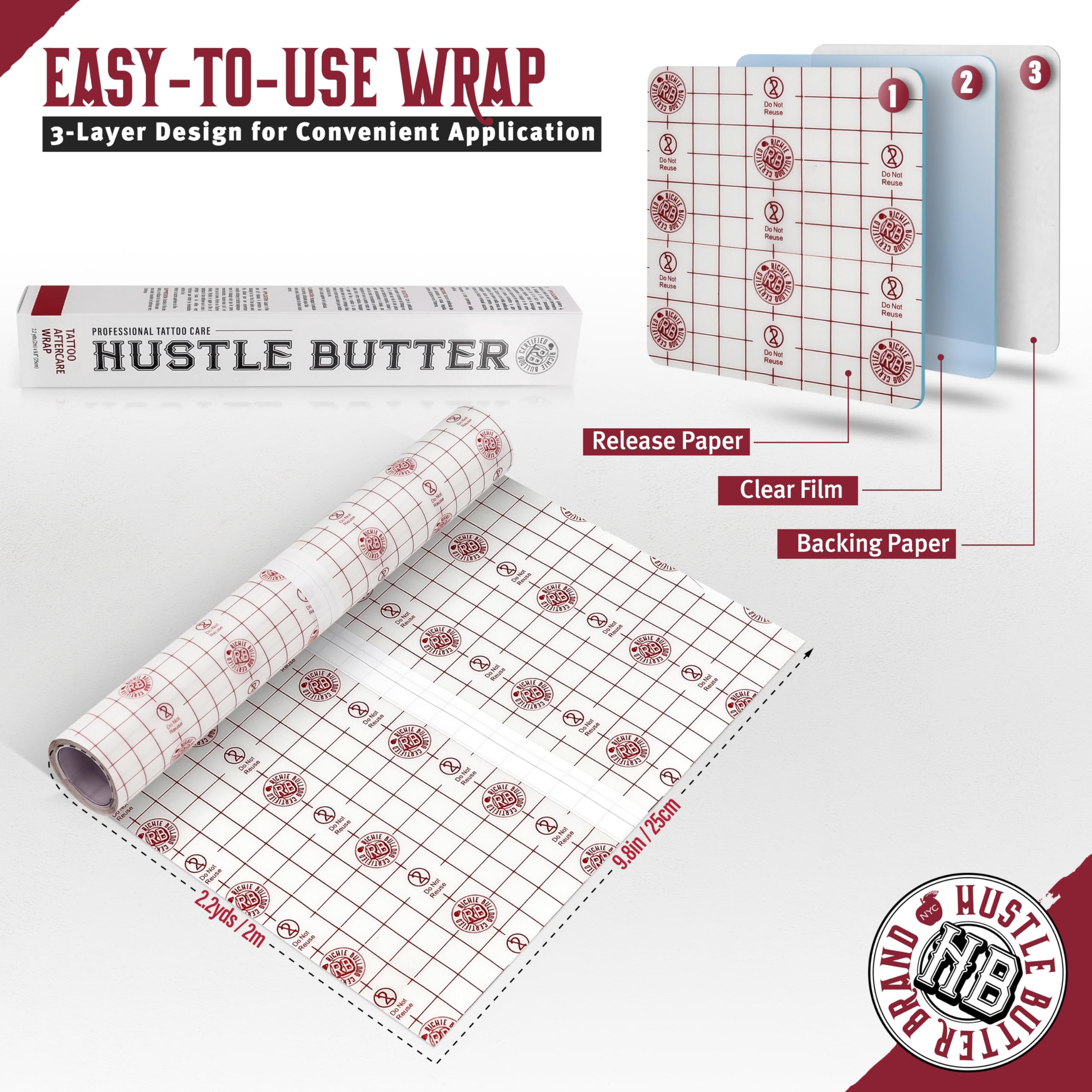 Hustle Butter Deluxe Second Skin Wrap application facile pour tatouage.