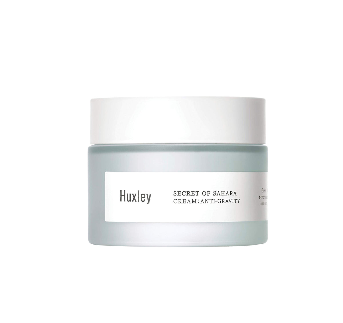 Huxley Secret du Sahara, flacon crème anti-gravité pour hydratation quotidienne.
