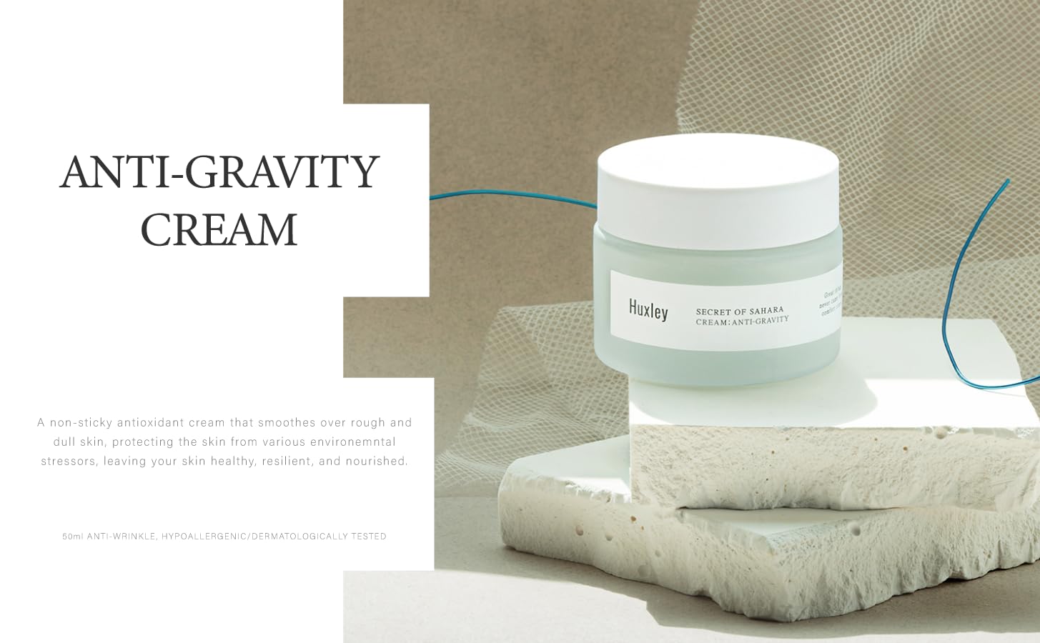 Huxley Secret du Sahara, extrait de cactus et beta-glucane pour l'hydratation.