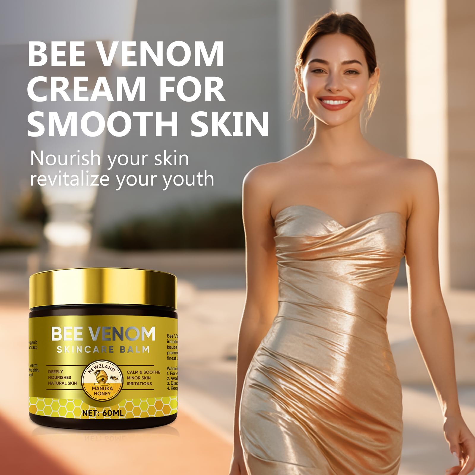 HWGIZP Crème Venin d’Abeille, application-massage pour peau douce.
