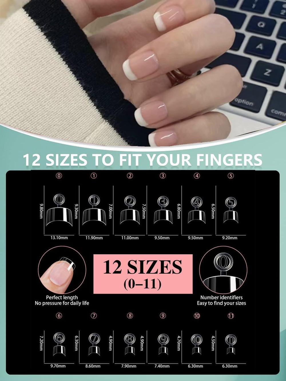 HWHUNO: tips transparents XXS, base idéale pour design discret.