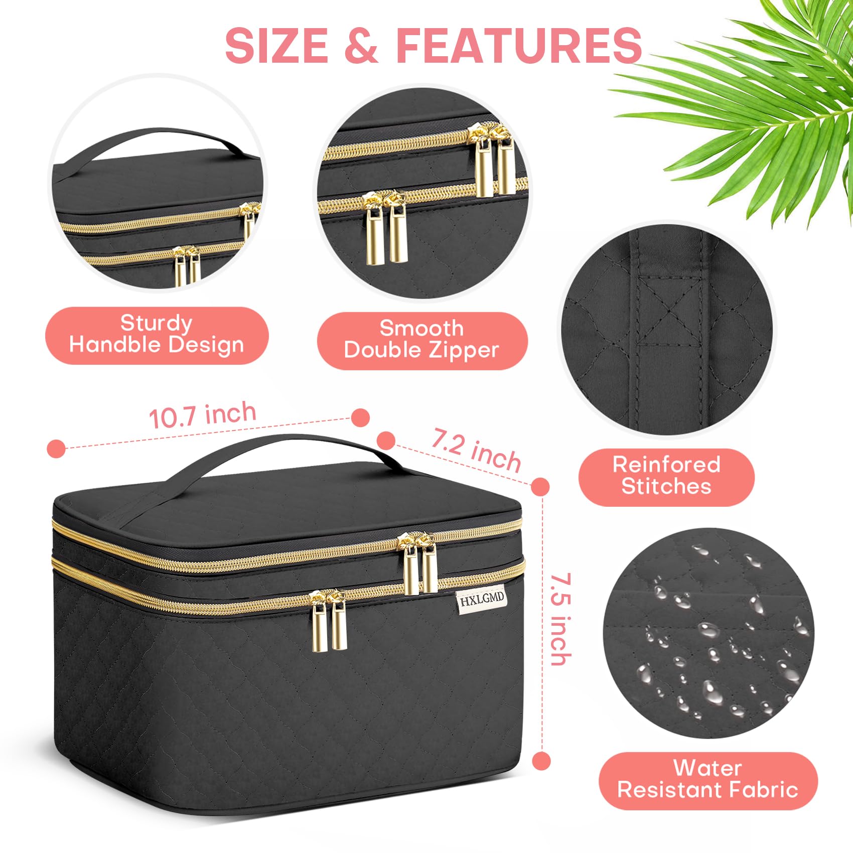 HXLGMD miroir intégré sac maquillage, retouches rapides en déplacement