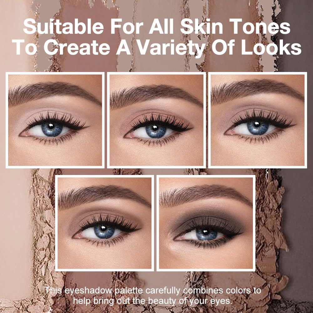 Hxssll palette yeux neutre froid charbon matte, profondeur et contour subtil.