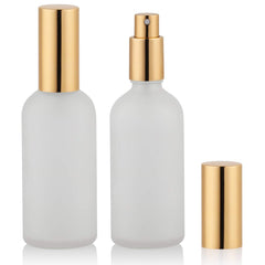 Hydior vaporisateur en verre opale avec pompe dorée, brume uniforme idéale pour parfums.