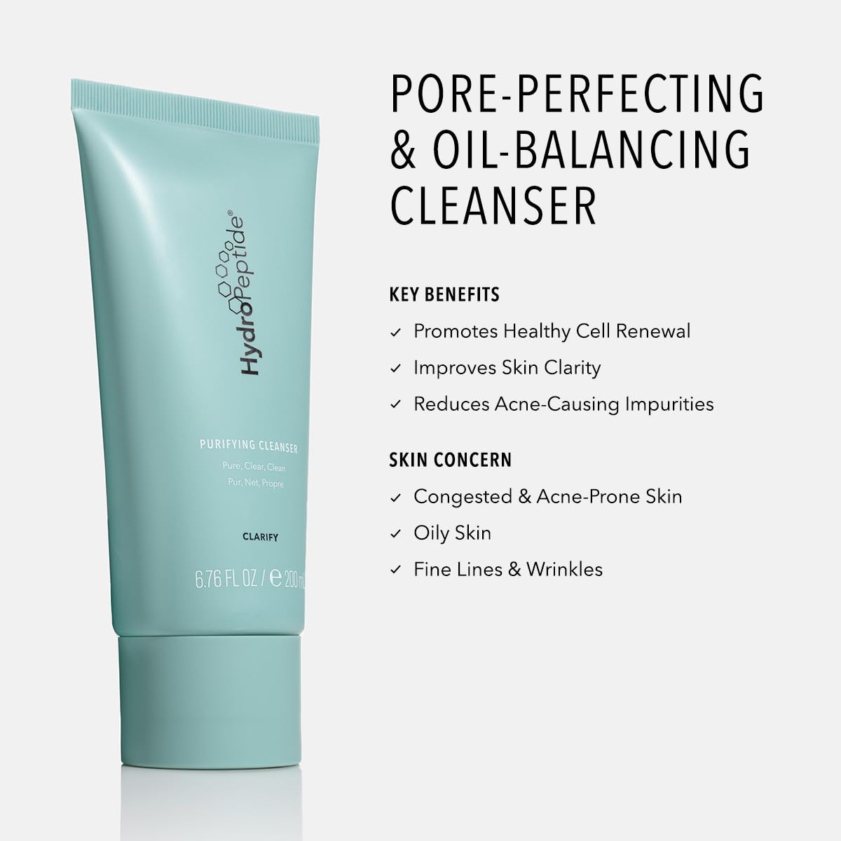 HydroPeptide Nettoyant Purifiant Visage équilibre les huiles pour une peau fraîche durablement.