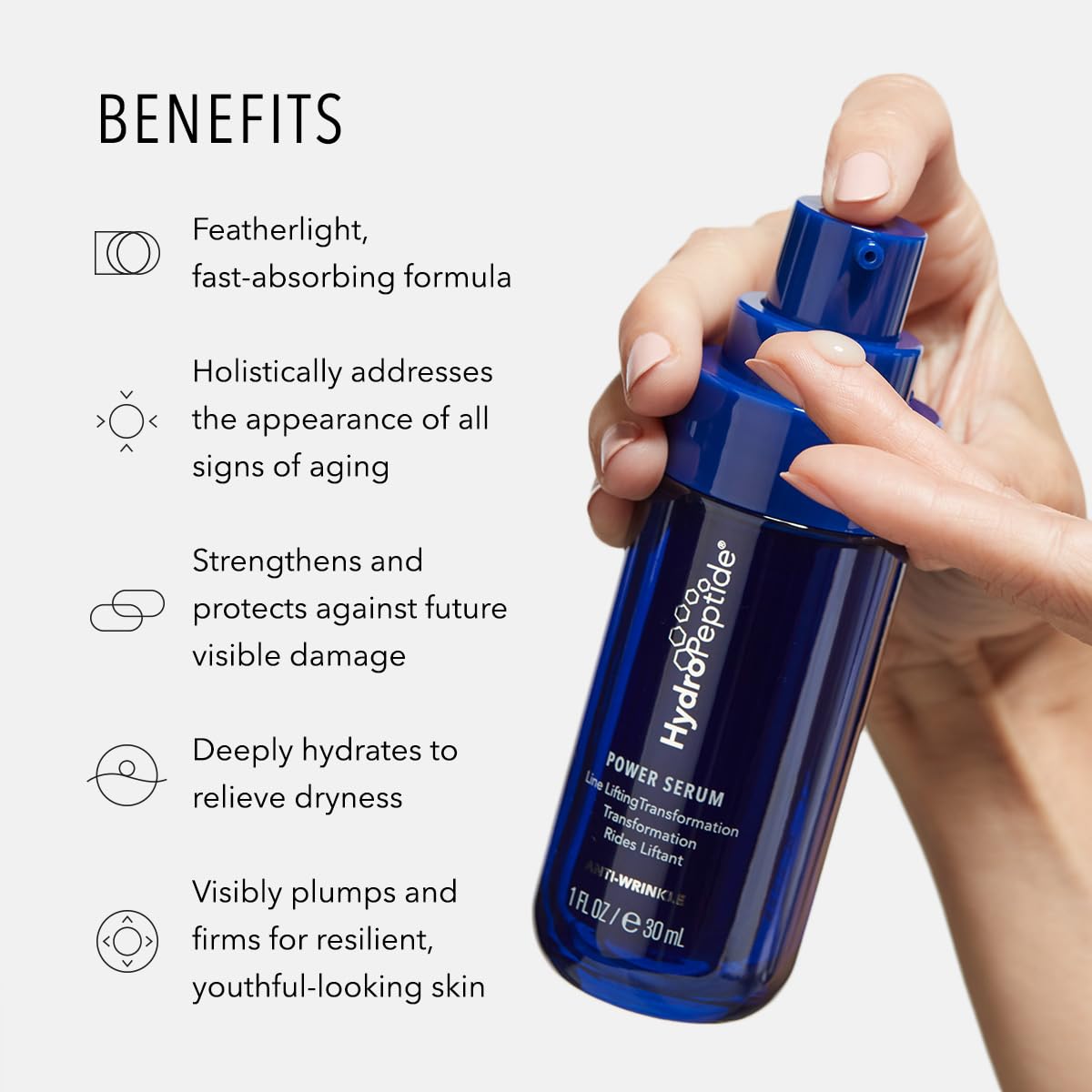 HydroPeptide Power Serum — pompe pratique pour dosage précis