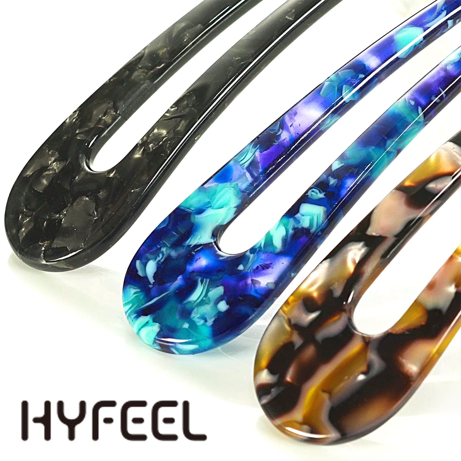 HYFEEL broche chignon U forme marron, adaptée à différentes longueurs.